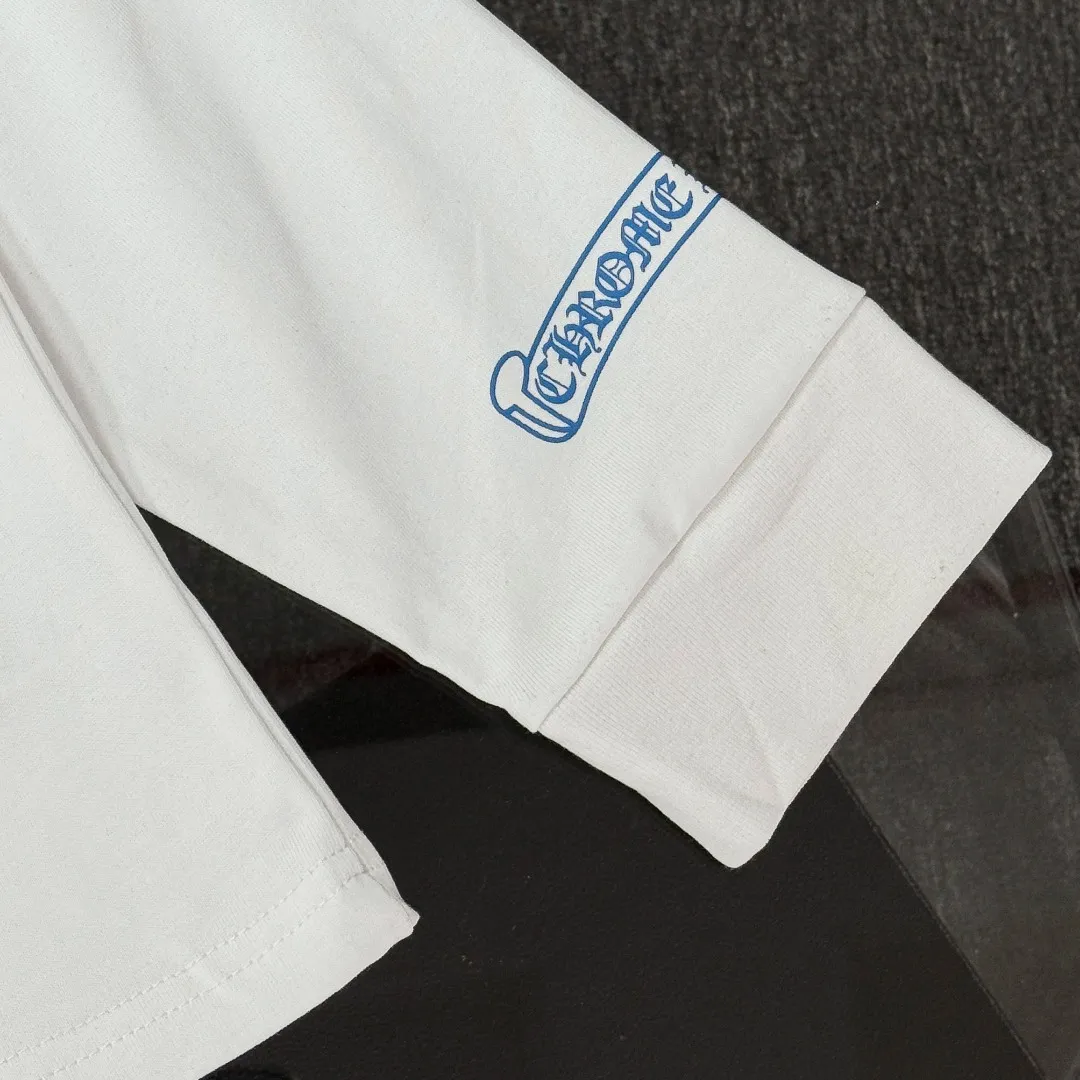 P190 Chrome Hearts 25 high-version long-sleeved fabrics made of 300 grams of high-density cotton, non-deformable, non-shrinking, complete with three labels, same style for men and women, process: digital printing, color: white, black SIZE: S-XL